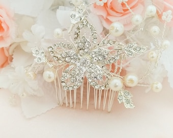 Silver Bridal Comb, Rhinestone Comb, Bridal Comb Crystal, Wedding Crystal Hair Comb, Wedding Accessory, Kali Crystal Comb