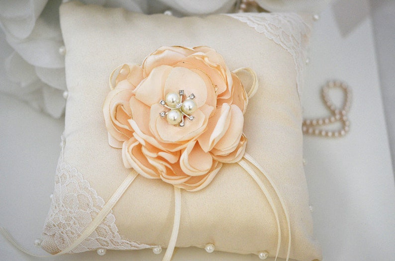 Wedding Pillow Ring Bearer Satin Lace Ring Pillow Champagne Wedding Ring Pillow Ring Bearer Pillow Wedding Ring Pillow Ring Cushion