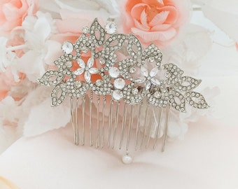 Silver Bridal Comb, Rhinestone Comb, Bridal Comb Crystal, Wedding Crystal Hair Comb, Wedding Accessory, Kali Crystal Comb