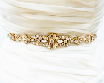 Gold Bridal Belt, Bridal Sash Belt, Skinny Belt, Bridal Belt, Wedding Belt, Bridal Wedding Belt, Sash Belt, Crystal Wedding Belt