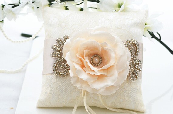 Champagne Wedding Ring Pillow Ring Bearer Pillow Wedding Etsy