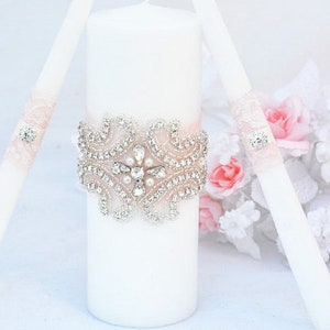 Wedding Unity Candle Set, Lace Wedding Candles, Unity Candles, Pillar Candles, Taper Candles, 3pcs