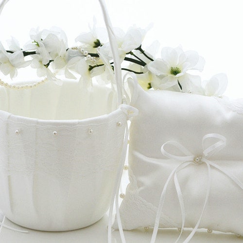 Flower Girl Basket / Ring Bearer Pillow / Wedding Basket / Etsy