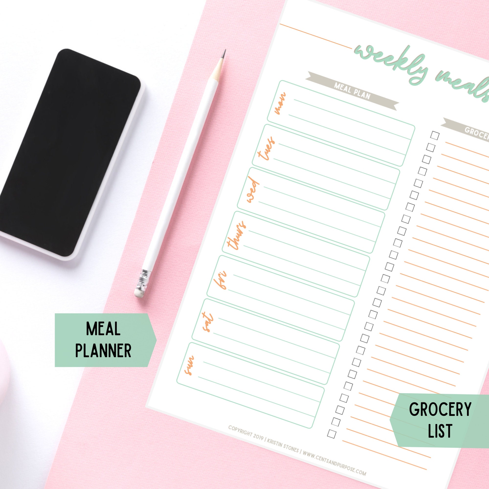 Weekly MEAL PLANNER Printable With Grocery List | Editable PDF Meal ...