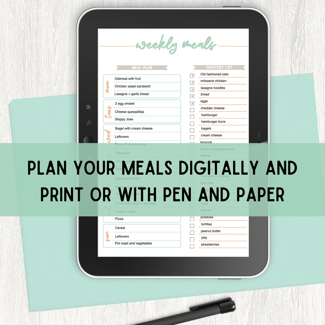 Weekly MEAL PLANNER Printable With Grocery List | Editable PDF Meal ...