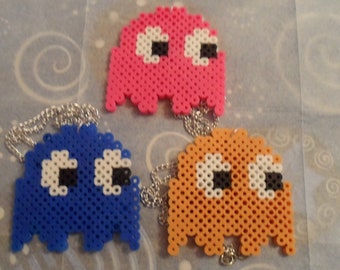 Perler Pac Man Ghost Necklace
