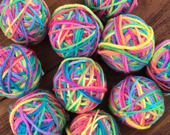 16 and 20 ply wool, hand painted rainbow balls
