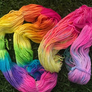 16 ply wool skein, 250 gram rainbow hand painted pure new wool skein, choose from a bright or a pastel tone. image 4