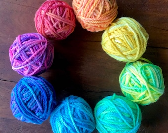 Hand-Painted Two-Tone Wool Yarn: 16 Ply, 50 gram Balls