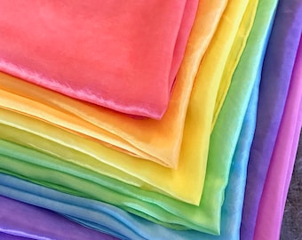 Hand Dyed Playsilk 100% Habutai Silk, Tonal Variations (53 cm) choose your colour