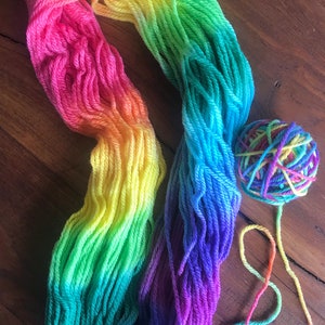 16 ply wool skein, 250 gram rainbow hand painted pure new wool skein, choose from a bright or a pastel tone. image 2