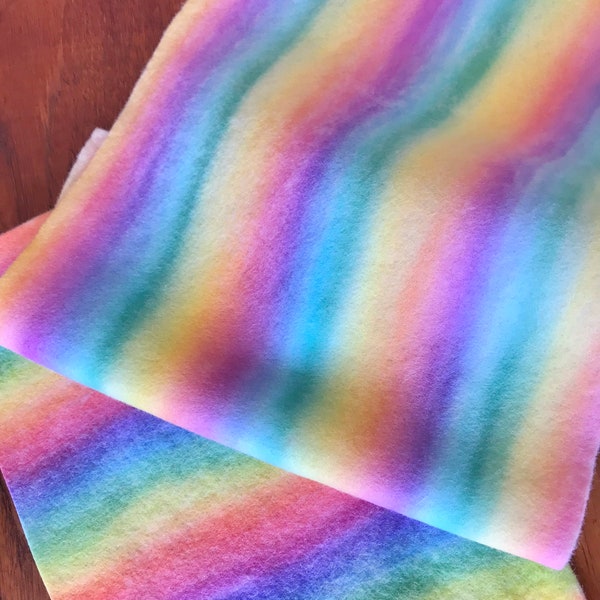 Rainbow felt, gorgeous skinny lines of colour, hand painted. Pastel or bright tones.