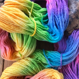 16 ply wool skein, 250 gram rainbow hand painted pure new wool skein, choose from a bright or a pastel tone. image 6