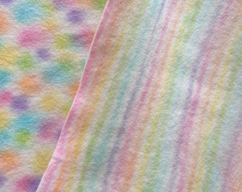 Rainbow felt, gorgeous Spring toned 100% pure wool felt in stripes or spots- all hand painted.