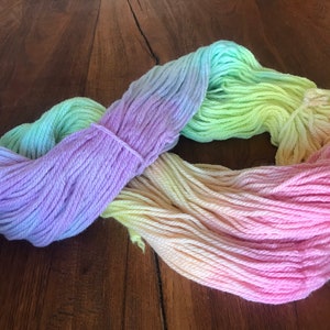 16 ply wool skein, 250 gram rainbow hand painted pure new wool skein, choose from a bright or a pastel tone. image 5