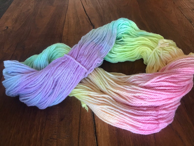 16 ply wool skein, 250 gram rainbow hand painted pure new wool skein, choose from a bright or a pastel tone. image 5