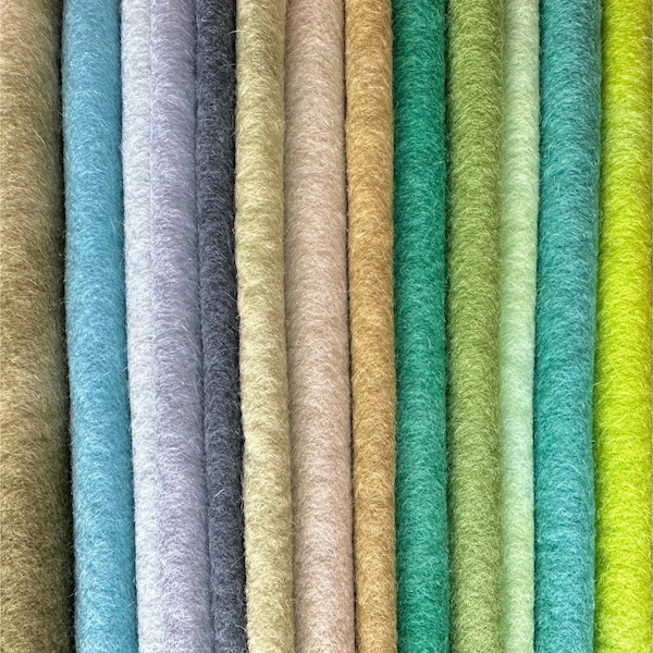 Wool felt, hand dyed in beautiful green tones.