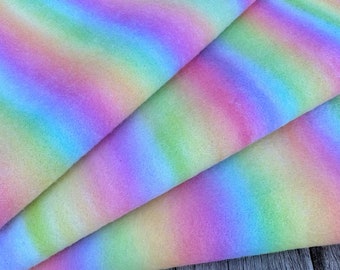 Wool Felt - Hand Painted Rainbow Colours in Pastel or Bright Tones 15cm increments. Also felted wool felt, and Spring coloured wool felt.
