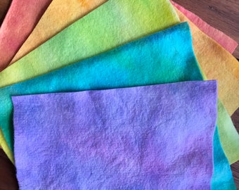 Wool felt- hand painted seasonal colours. 15 cm increments.