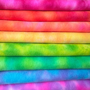 Feltro di lana arcobaleno - colori singoli bicolore - feltro di pura lana dipinto a mano