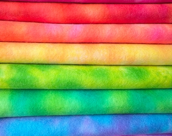 Wool felt - Hand-Painted Rainbow Two-Tone Colours -choose individual colours or select the full bundle