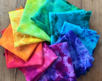 Tie dyed wool felt pack- 10 colour way set. 10 pieces of gorgeous individually coloured tie dyed pure wool felt.