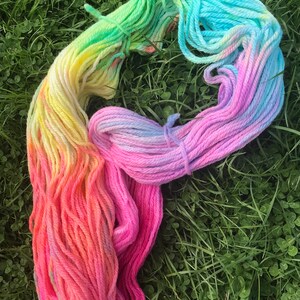 16 ply wool skein, 250 gram rainbow hand painted pure new wool skein, choose from a bright or a pastel tone. image 7