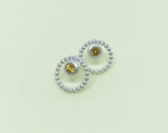 Perldraht Ohrringe / facettierte Citrine / naturbelassene Edelsteine / 925/- Plata / Handarbeit / Goldschmiedehandwerk