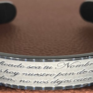 Spanish Our Father Prayer Bracelet in cursive – Engraved Religious Jewelry, Faith Bracelet, Spiritual Gift, Christian Jewelry