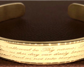 Our Father Prayer Bracelet – Engraved Christian Prayer, Religious Jewelry Gift