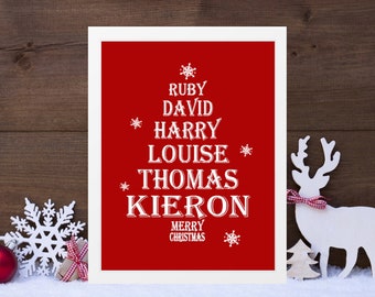 Personalised Christmas Family Print, Name Print,Custom Family Print, Custom Christmas Print, Christmas Decoration