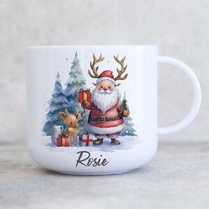Child&#39;s Personalised Christmas Unbreakable Plastic 6oz Cup, Children&#39;s Kids Mug, Christmas Eve Box, Gift Son Daughter Grandson Grandaughter