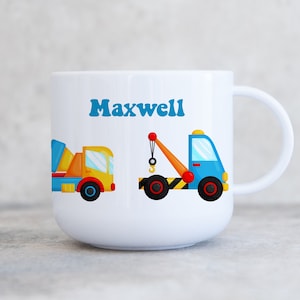 Child&#39;s Personalised Unbreakable Plastic Cup, Kids 6oz Cup, Children&#39;s Kids Construction Mug, Gift for Son Daughter Grandson Grandaughter