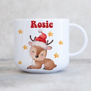 Child&#39;s Personalised Christmas Unbreakable Plastic 6oz Cup, Children&#39;s Kids Mug, Christmas Eve Box, Gift Son Daughter Grandson Grandaughter