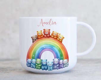 Child's Personalised Unbreakable Plastic Cup, Rainbow, Kids 6oz 11oz Cup, Children's Kids Mug, Gift for Son Daughter Grandson Grandaughter