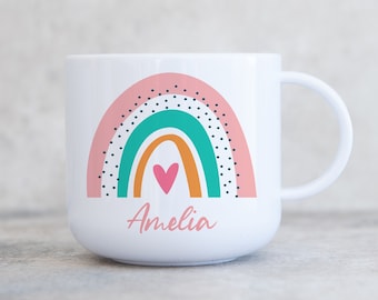 Child&#39;s Personalised Unbreakable Plastic Cup, Kids Rainbow 6oz Cup, Children&#39;s Mug, Kids Mug, Gift for Son Daughter Grandson Grandaughter