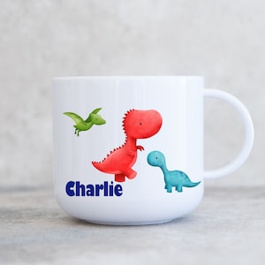 Child&#39;s Personalised Unbreakable Plastic Cup, Dinosaur Kids 6oz Cup, Children&#39;s Mug, Kids Mug, Gift for Son Daughter Grandson Grandaughter