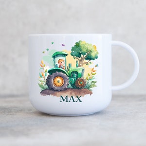 Child&#39;s Personalised Unbreakable Plastic Cup, Tractor, Kids 6oz Cup, Children&#39;s Mug, Kids Mug, Gift for Son Daughter Grandson Grandaughter