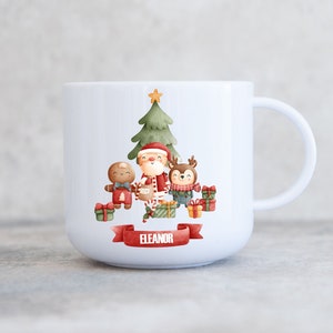 Child&#39;s Personalised Christmas Unbreakable Plastic 6oz Cup, Children&#39;s Kids Mug, Christmas Eve Box, Gift Son Daughter Grandson Grandaughter