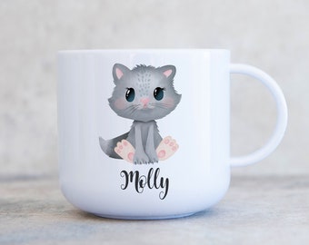 Child's Personalised Unbreakable Plastic Cup, Kitten, Kids 6oz Cup, Children's Mug, Kids Mug, Gift for Son Daughter Grandson Grandaughter