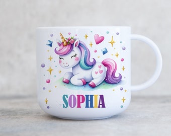 Child&#39;s Personalised Unbreakable Plastic Cup, Unicorn, Kids 6oz 11oz Cup, Children&#39;s Kids Mug, Gift for Son Daughter Grandson Grandaughter