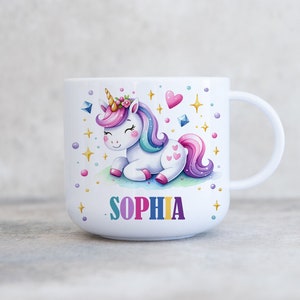 Child&#39;s Personalised Unbreakable Plastic Cup, Unicorn, Kids 6oz 11oz Cup, Children&#39;s Kids Mug, Gift for Son Daughter Grandson Grandaughter