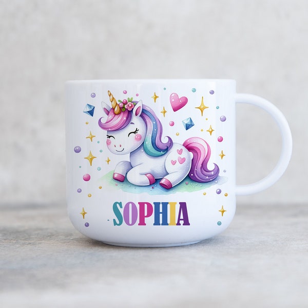 Child's Personalised Unbreakable Plastic Cup, Unicorn, Kids 6oz 11oz Cup, Children's Kids Mug, Gift for Son Daughter Grandson Grandaughter