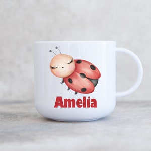 Child&#39;s Personalised Unbreakable Plastic Cup, Ladybird Kids 6oz Cup, Children&#39;s Mug, Kids Mug, Gift for Son Daughter Grandson Grandaughter