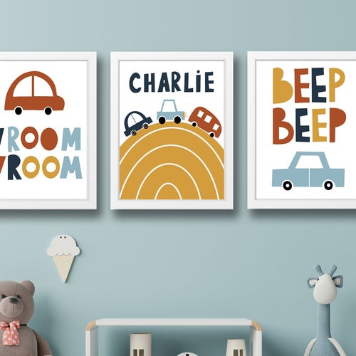 Set of Personalised Car Prints Kids Children's Wall Art Etsy