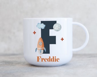 Child's Personalised Unbreakable Plastic Cup, Space Theme Kids 6oz Cup, Children's Mug, Kids Mug, Gift Son Daughter Grandson Grandaughter