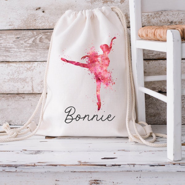 Personalised Ballet Drawstring Bag, Ballet Bag, Ballerina Gift, Dance Gift, Kids Dance Bag, Ballerina Bag