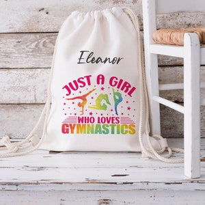 Personalised Gymnastics Drawstring Bag, Gymnast Bag, Gymnast Gift, Dance Gift, Kids Dance Bag, Gymnastics Bag