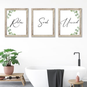 Bathroom Decor , Relax Soak Unwind , Bathroom Wall Art , Bathroom Sign , Bathroom Prints , Home Decor - Home Prints - Room Decor