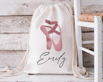 Personalised Ballet Drawstring Bag, Ballet Bag, Ballerina Gift, Dance Gift, Kids Dance Bag, Ballerina Bag